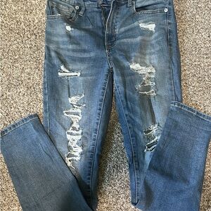 Aeropostale Blue High Rise Distressed Jeans